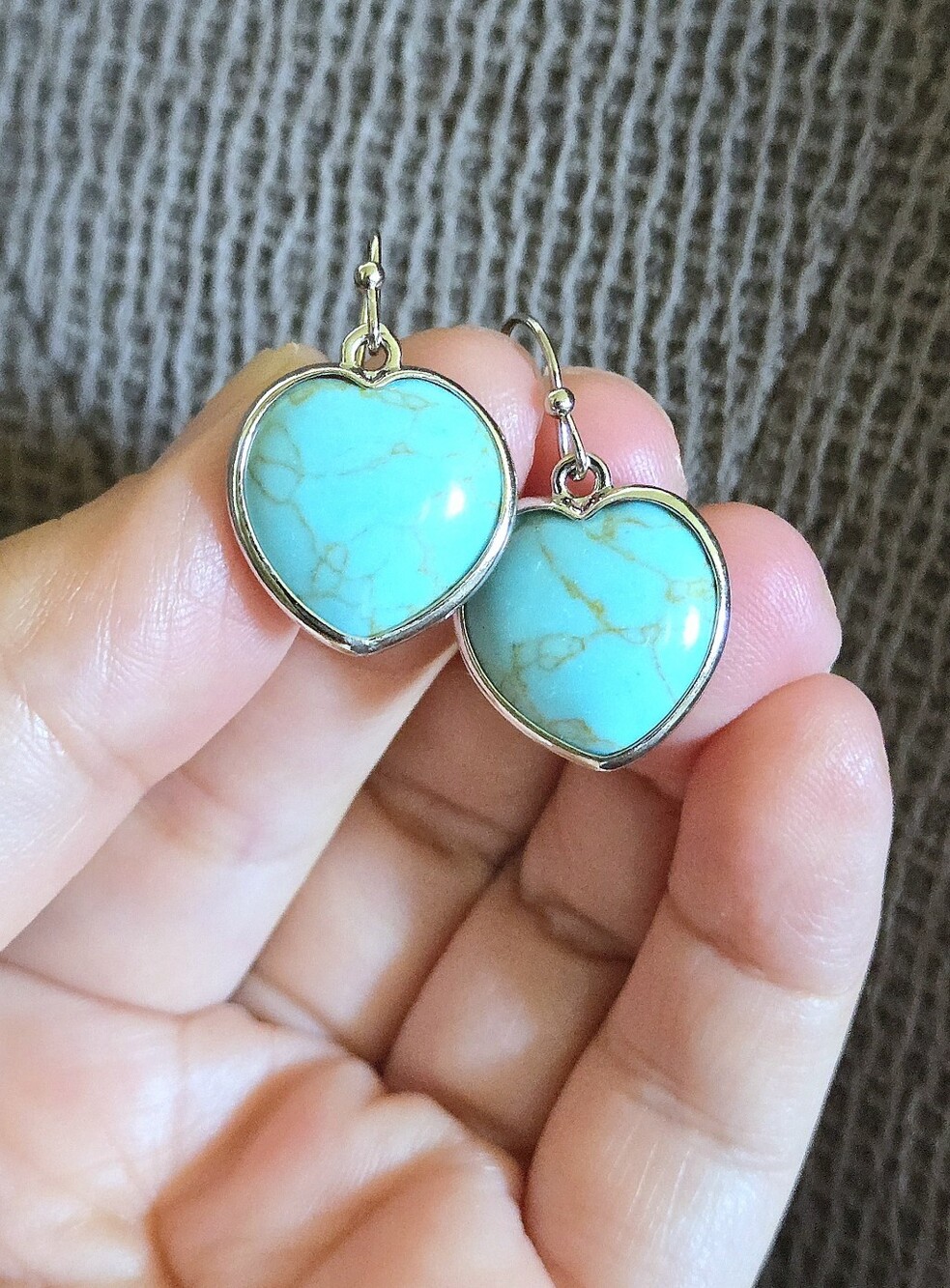 Iris & Lily Turquoise Heart🩵 with Copper Veins Drop⬇️ Earrings - Picture 11 of 13